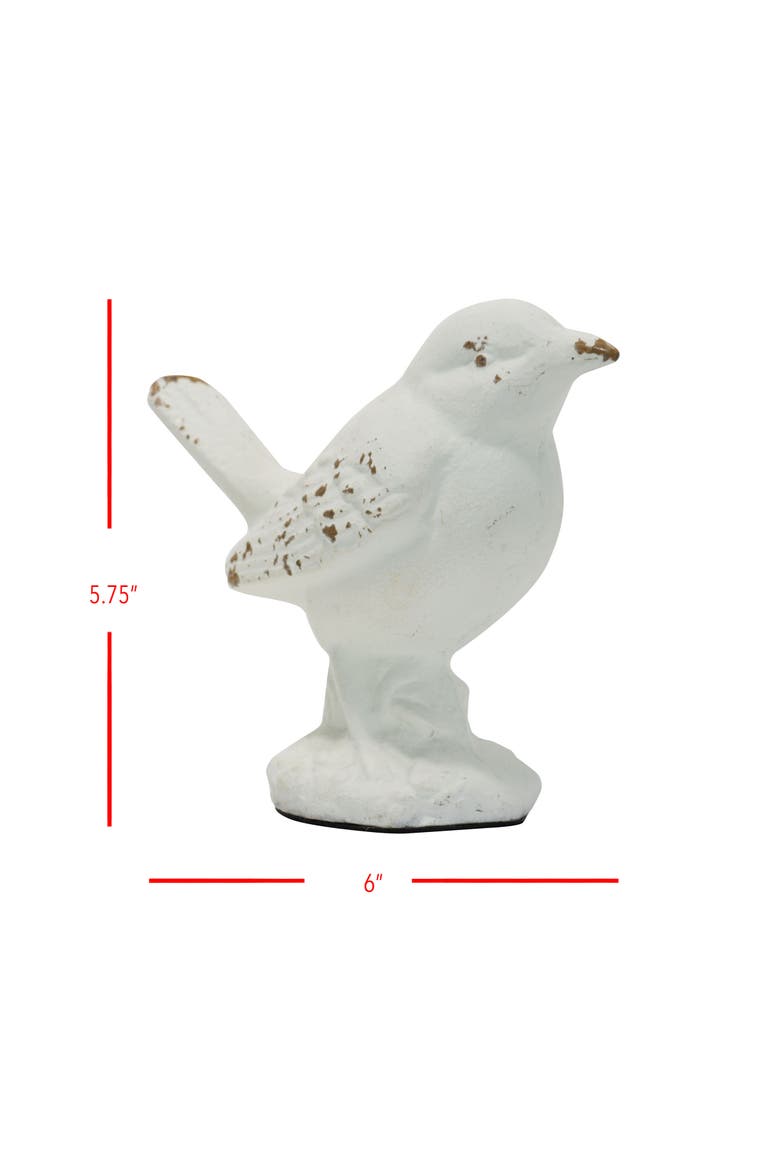 Rustic Antique White Metal Bird Figurine, Alternate, color, White