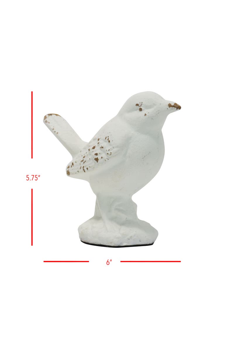 Foreside Home and Garden Rustic Antique White Metal Bird Figurine, Alternate, color, White
