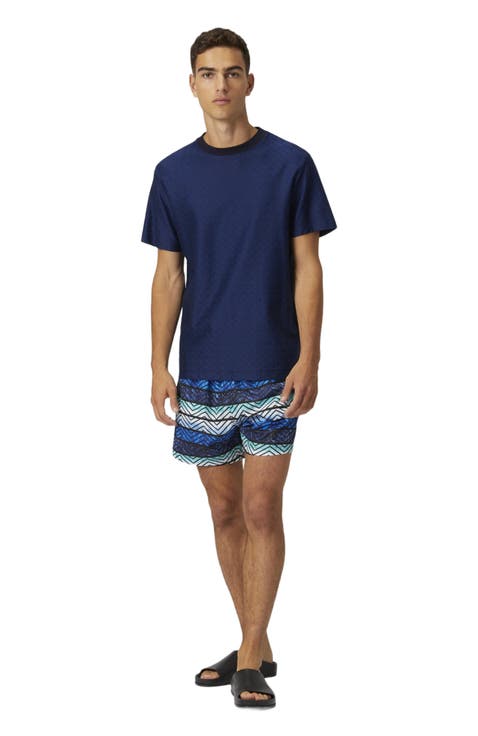 Tone-on-tone Zig Zag Cotton Jersey Crewneck T-shirt