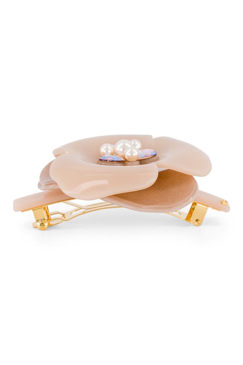 Imitation Pearl Flower Barrette, Alternate, color, BEIGE