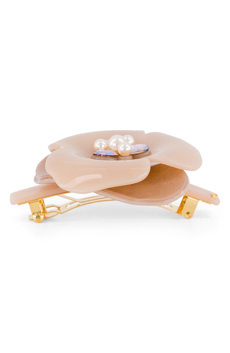 Alexandre de Paris Imitation Pearl Flower Barrette, Alternate, color,