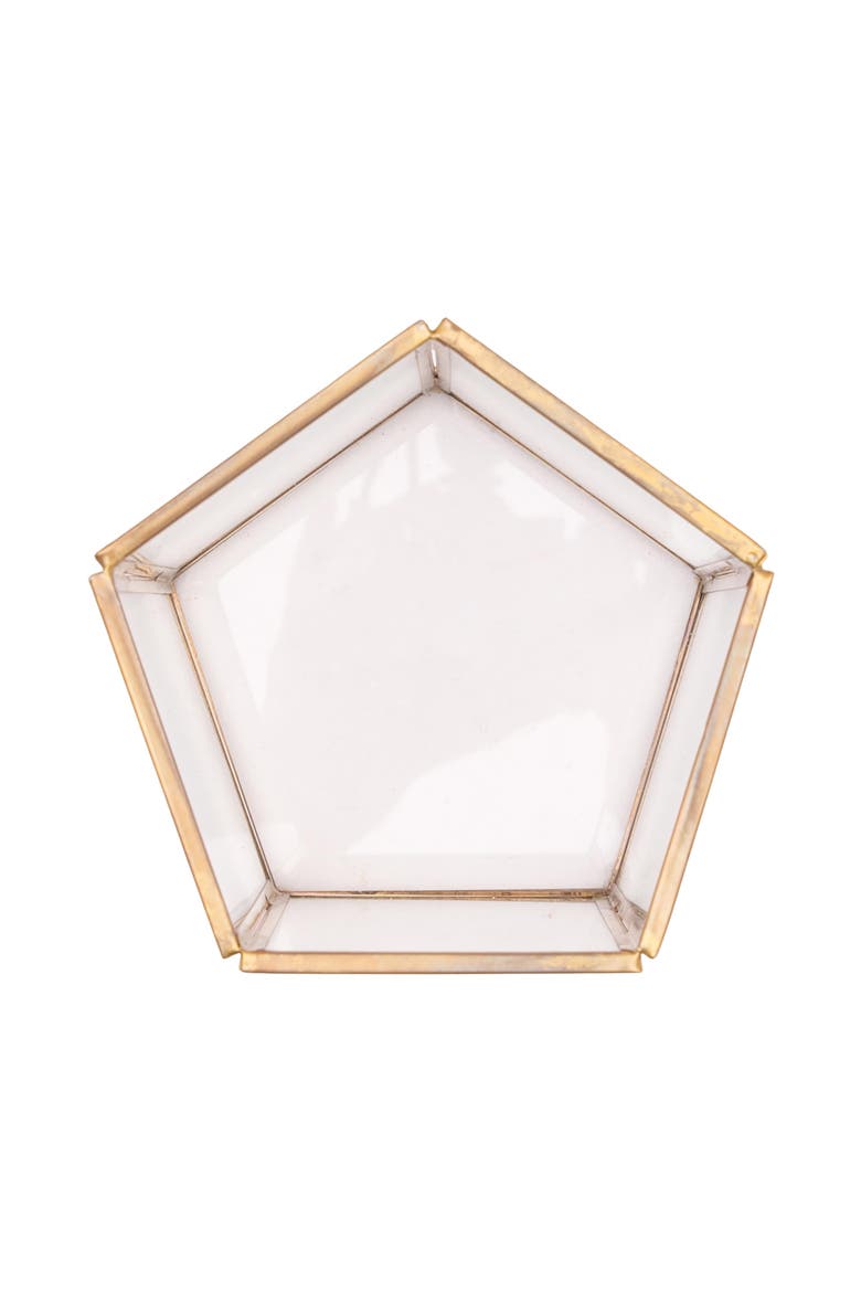 Luminary Pillar Glass Candle Holder, Alternate, color, Gold