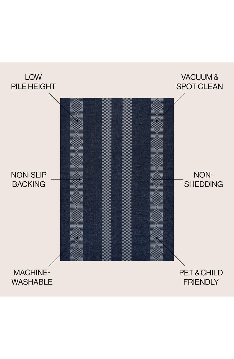 JONATHAN Y Nautisk Trellis Stripe Machine-Washable Area Rug, Alternate, color, Navy/Gray