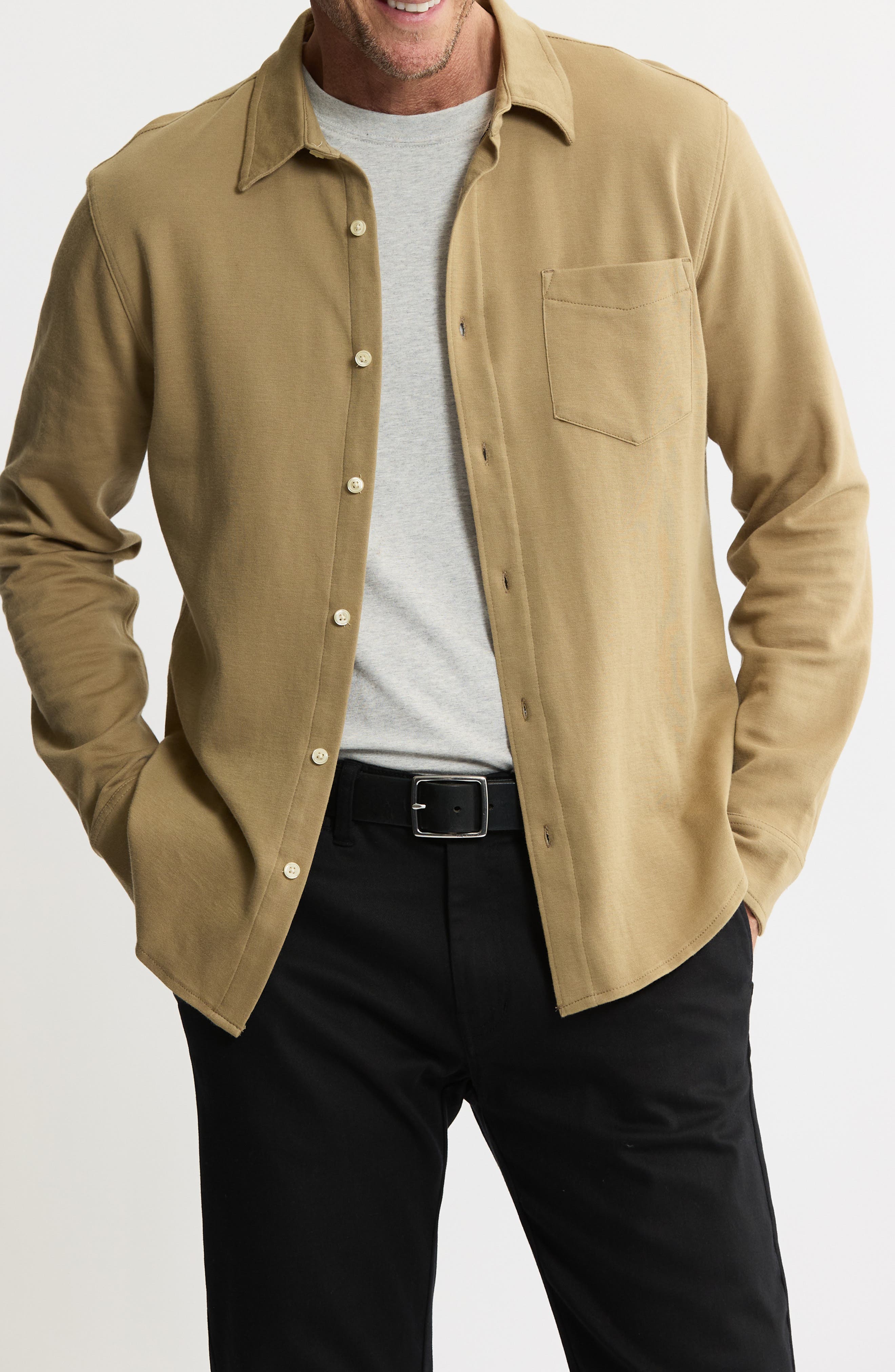 JACHS Stretch Pima Cotton Button-Up Shirt