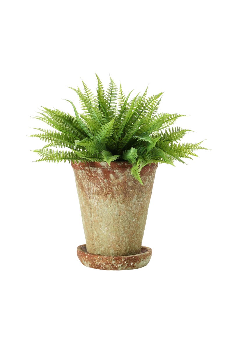 Round Cement Planter with Saucer, Alternate, color, Brown