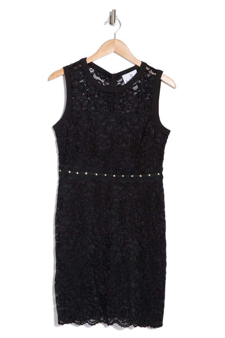 Lace Sheath Minidress, Alternate, color, BLACK