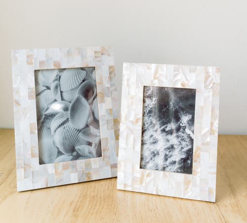 Matr Boomie Chitra 5x7 Mother-of-pearl Picture Frame In White