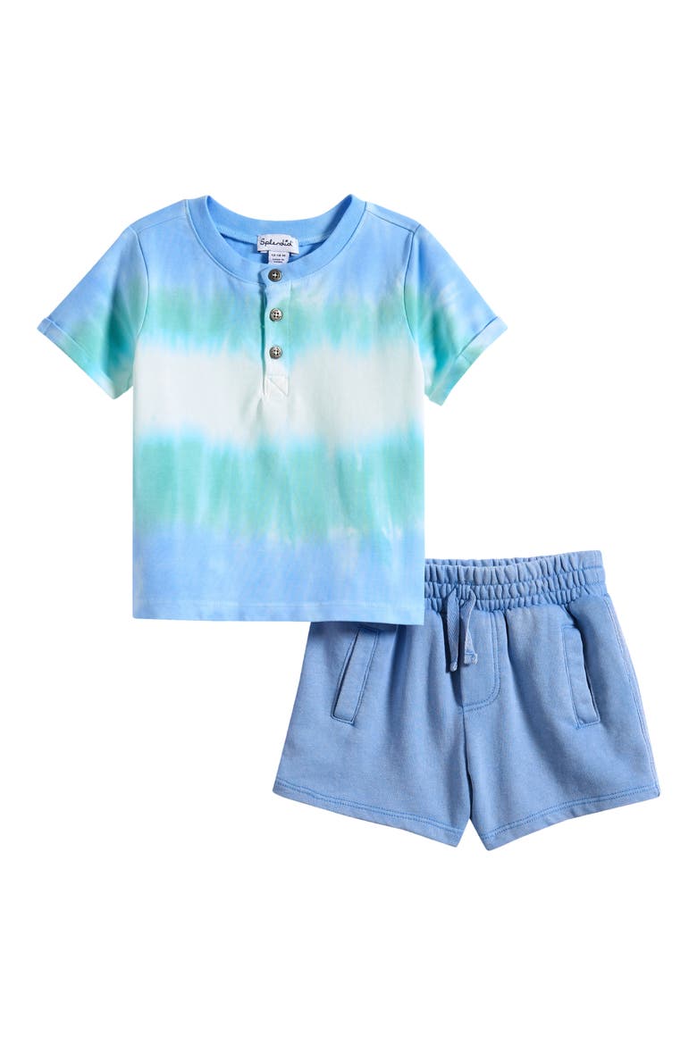Sea Blast Tie Dye Henley & Shorts Set, Main, color, SEA BLAST TIE DYE