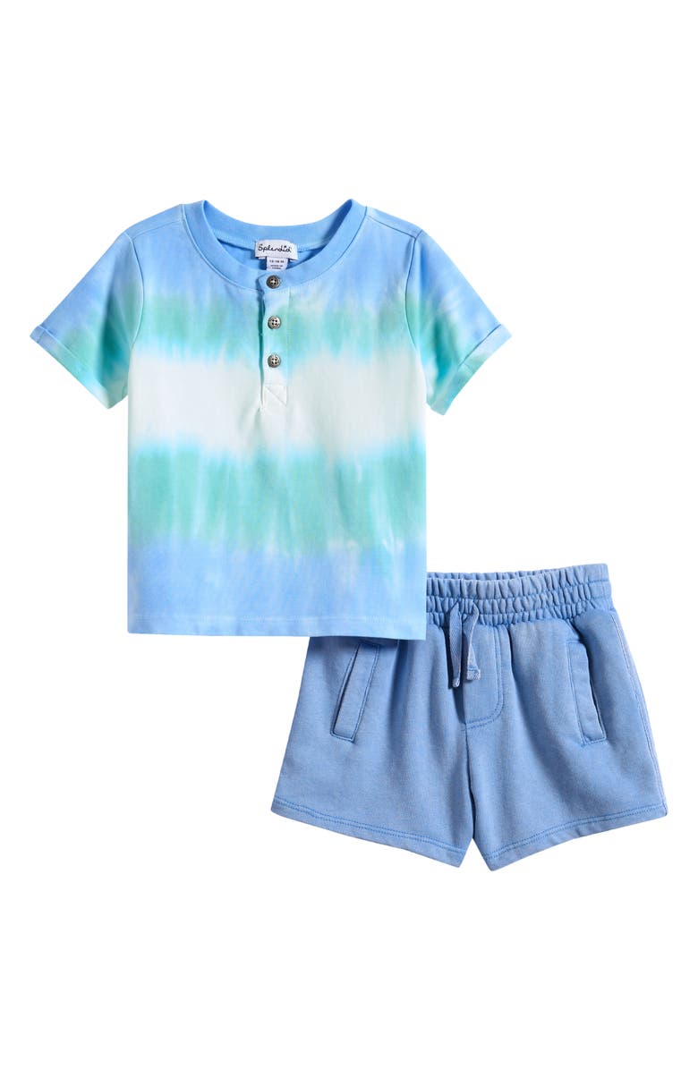 Splendid Sea Blast Tie Dye Henley & Shorts Set, Main, color, Sea Blast Tie Dye