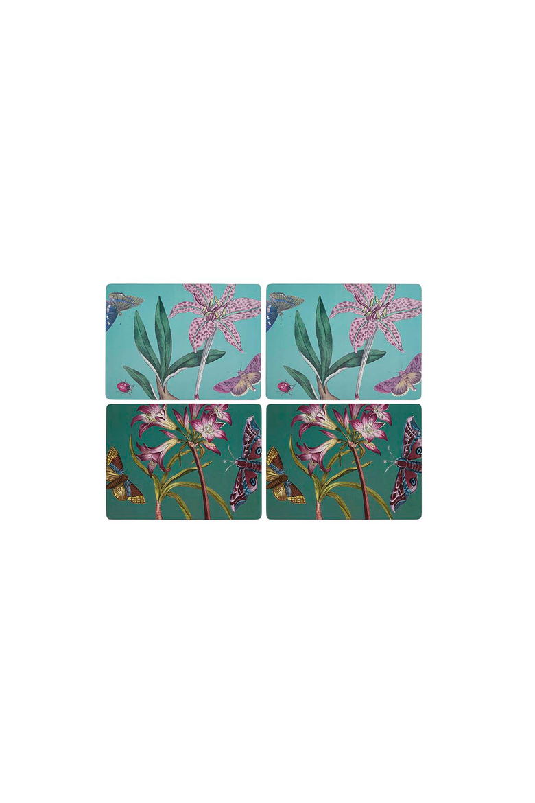 Botanic Garden Flora & Fauna Set of 4 Cork Back Placemats, Main, color, Multi