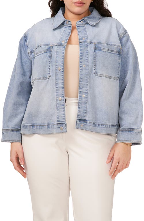 1.STATE Big Pocket Crop Denim Jacket in Light Blue Wash  product
