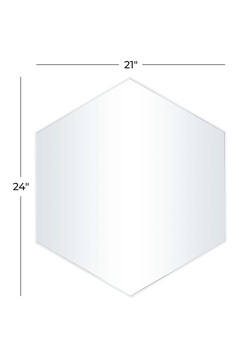 White Wood Hexagon Wall Mirror, Alternate, color, WHITE