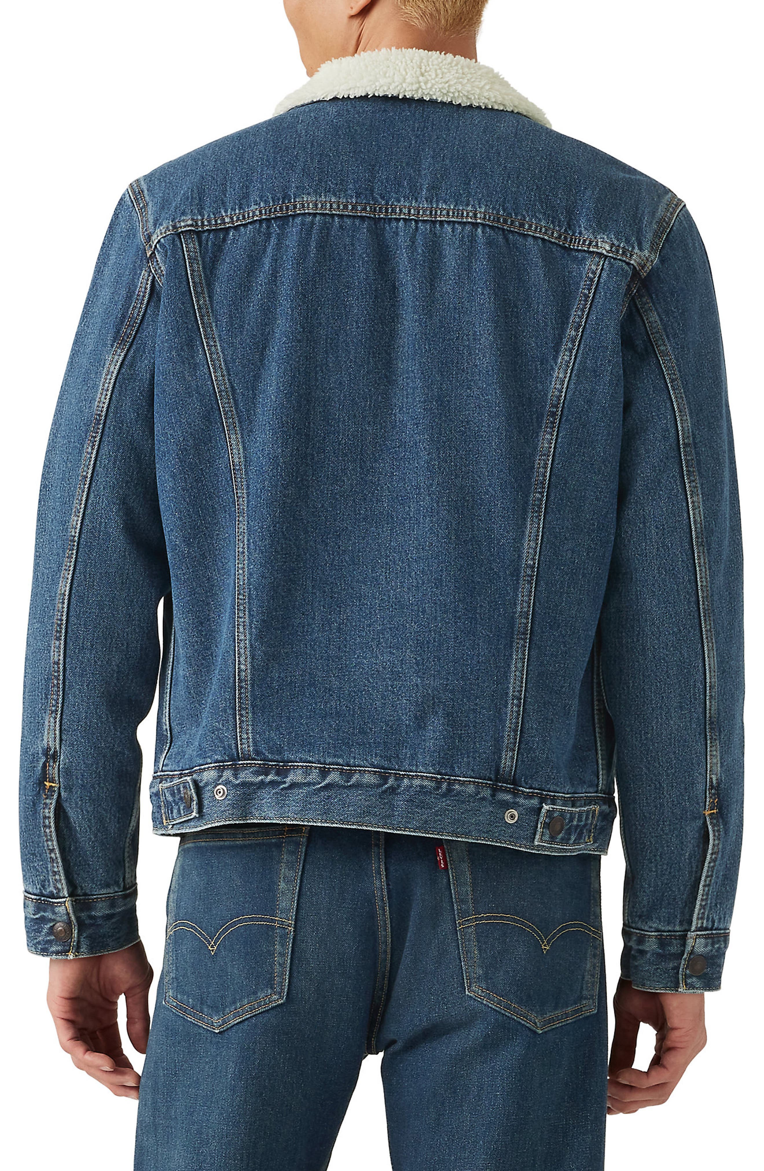 Type III Faux Shearling Lined Denim Trucker Jacket - image 2