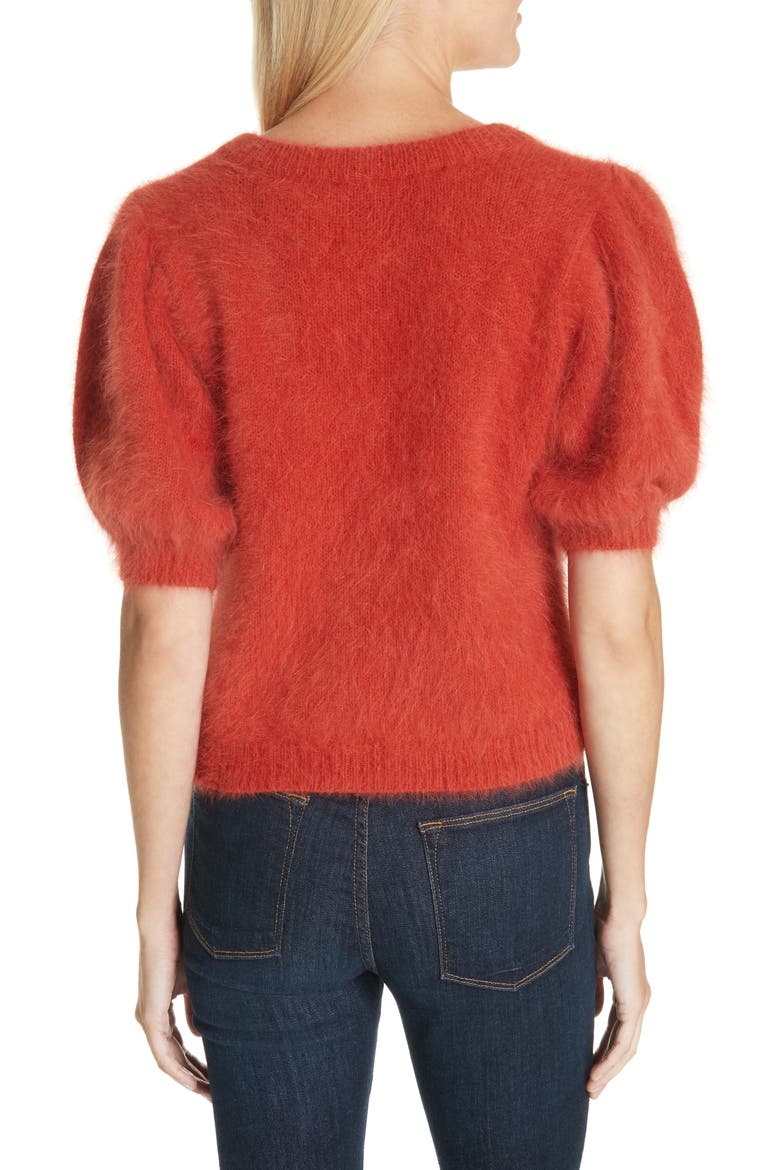 Aries Puff Sleeve Sweater, Alternate, color, CRIMSON