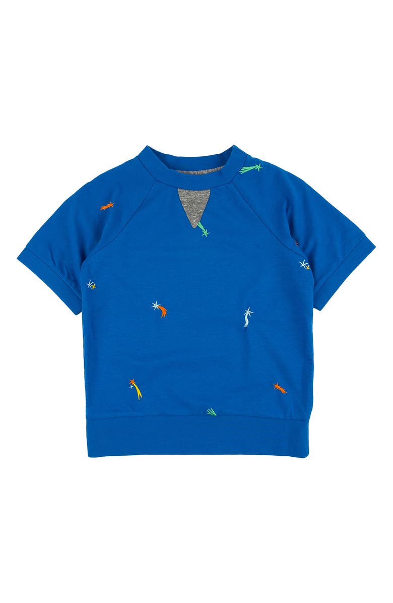Miki Miette Kids' Iggy Stargazer Embroidered Short Sleeve Sweatshirt, Main, color, Stargazer