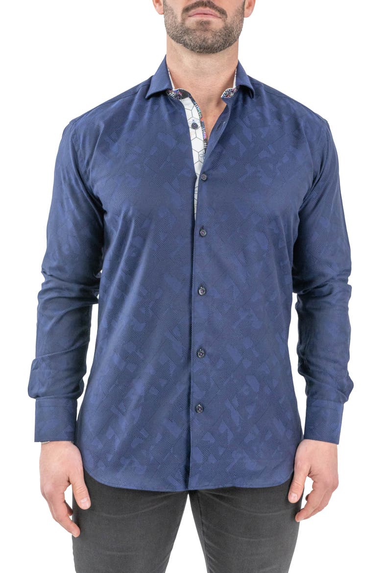 Einstein Jacqceepblack Navy Button-Up Shirt, Main, color, BLUE