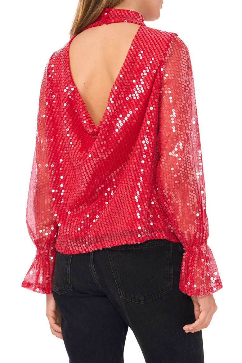 Drape Back Sequin Top, Alternate, color, DEEP ROUGE