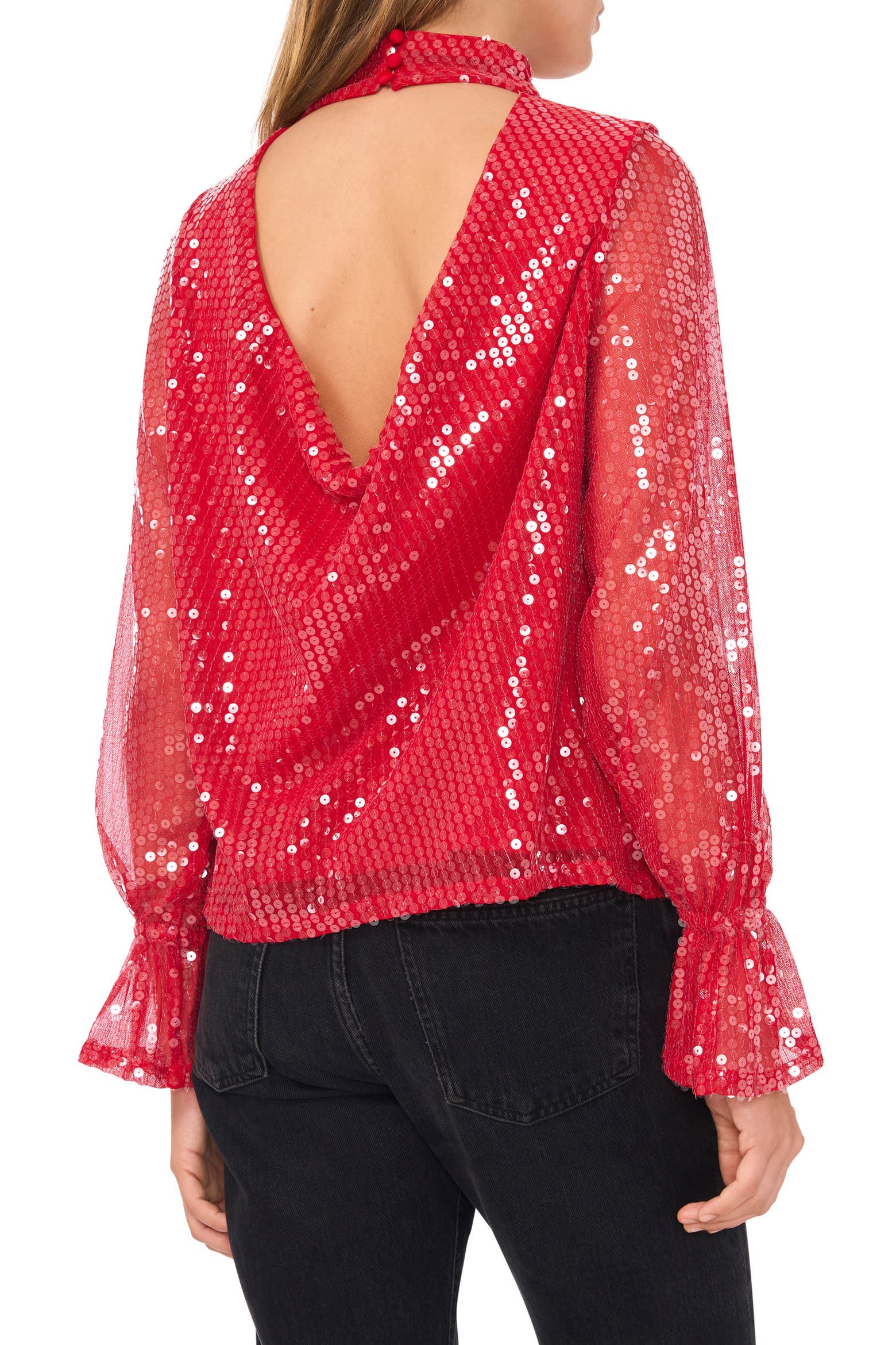 Backa Raca Rouge 1.STATE Drape Back Sequin Top (Women) | Nordstromrack