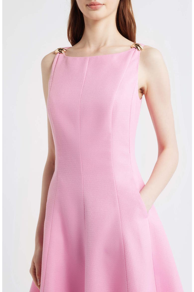 Bouclé Fit & Glare Dress, Alternate, color, FLAMINGO