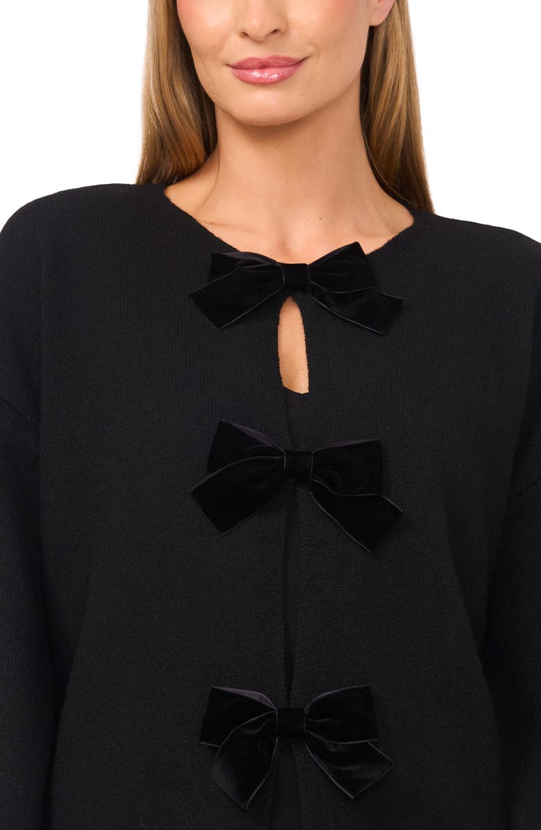 CeCe Bow Accent Cardigan, Alternate, color, Rich Black