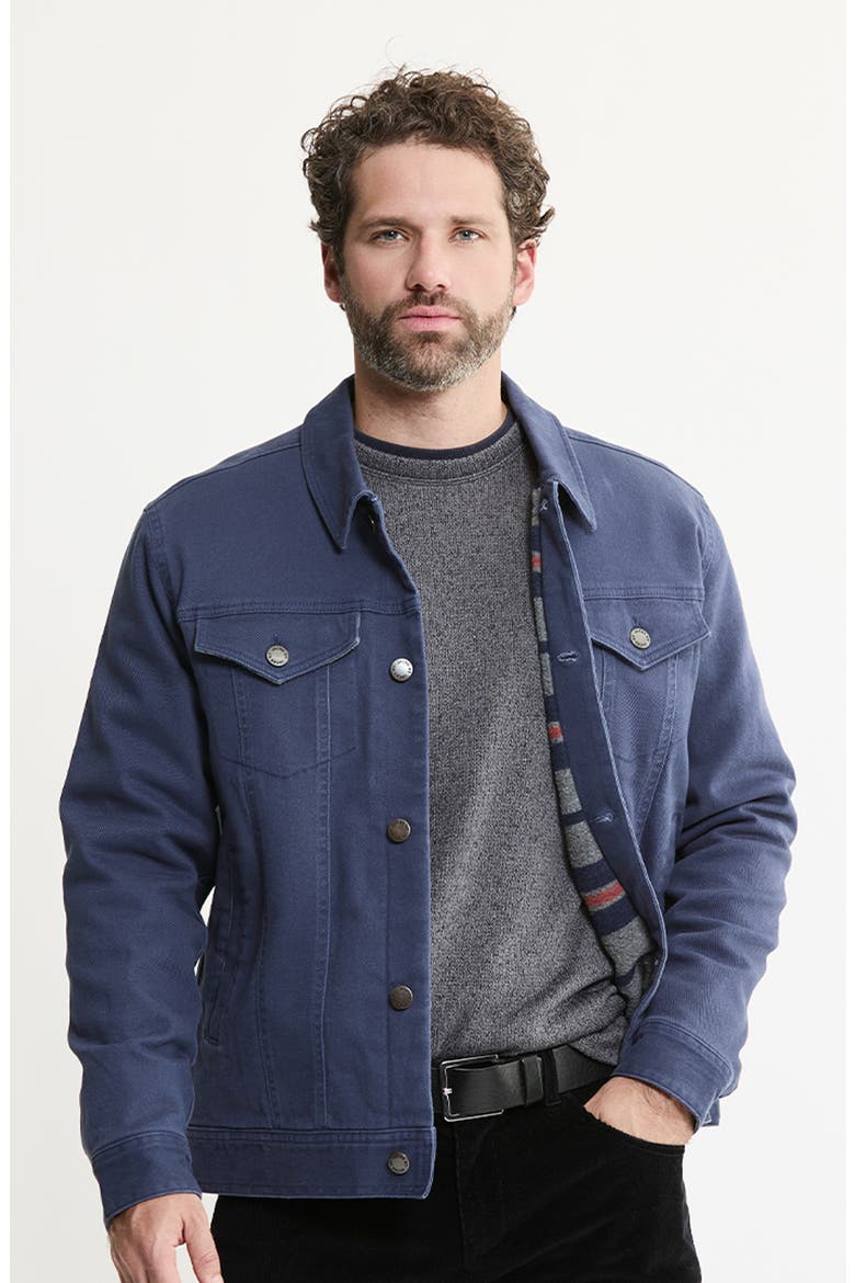 Lined Bull Denim Trucker Jacket, Alternate, color, NAVY