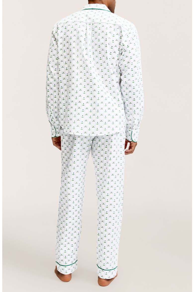 Fairway Stripe Woven Cotton Twill Classic Pajama Set, Alternate, color, WHITE