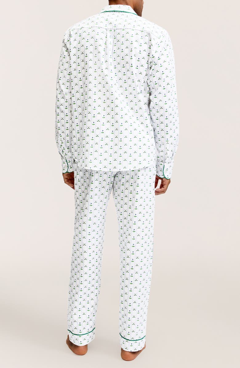Petite Plume Fairway Stripe Woven Cotton Twill Classic Pajama Set, Alternate, color, White