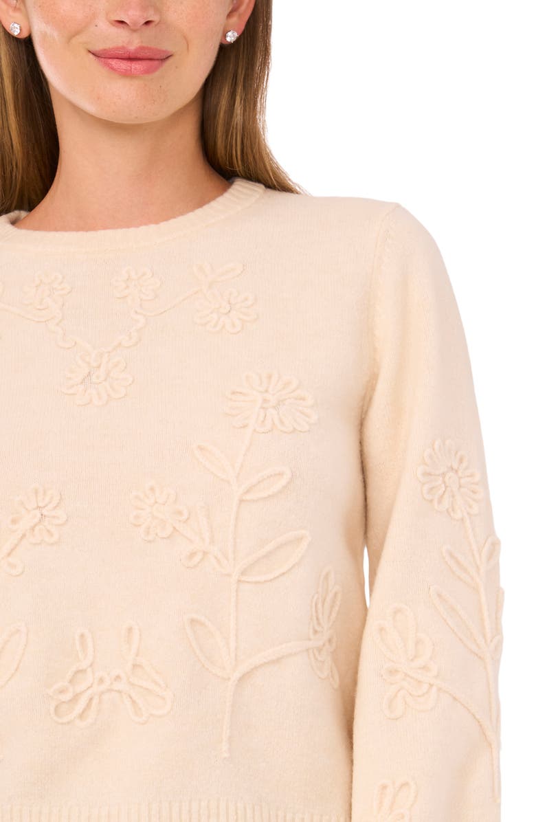 Parker Floral Embroidered Sweater, Alternate, color, Ancient Ivory