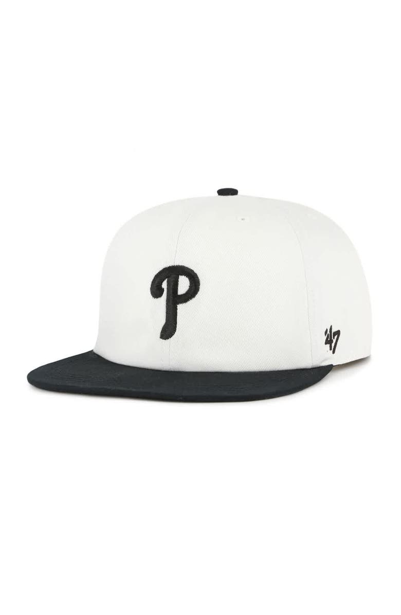'47 Men's '47 White/Black Philadelphia Phillies Foundation Captain Snapback Hat, Main, color, White