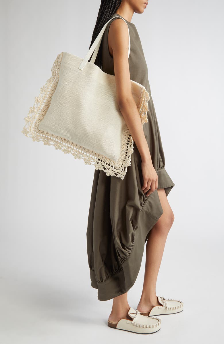 JW Anderson Crochet Trim Knit Tote Bag, Alternate, color,