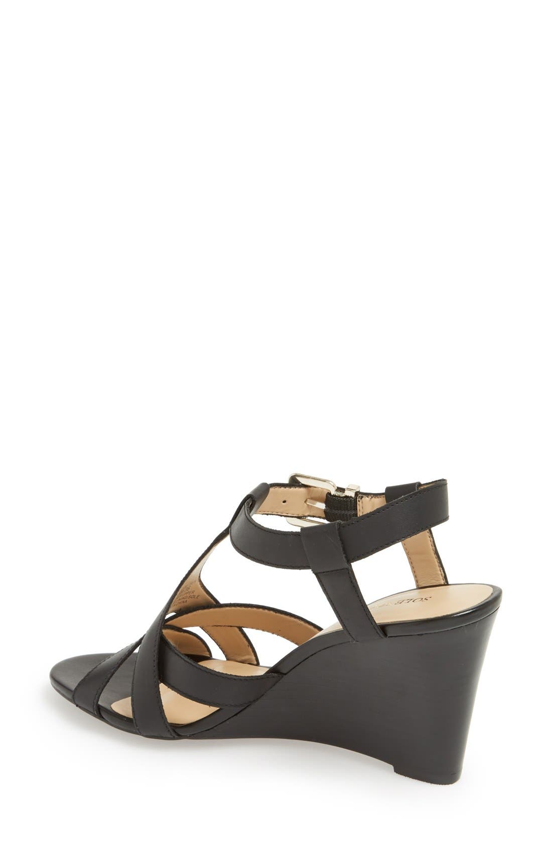 'Metsey' Wedge Sandal, Alternate, color, BLACK
