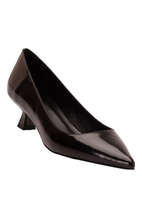 Helly Kitten Heel Leather Stiletto Pumps