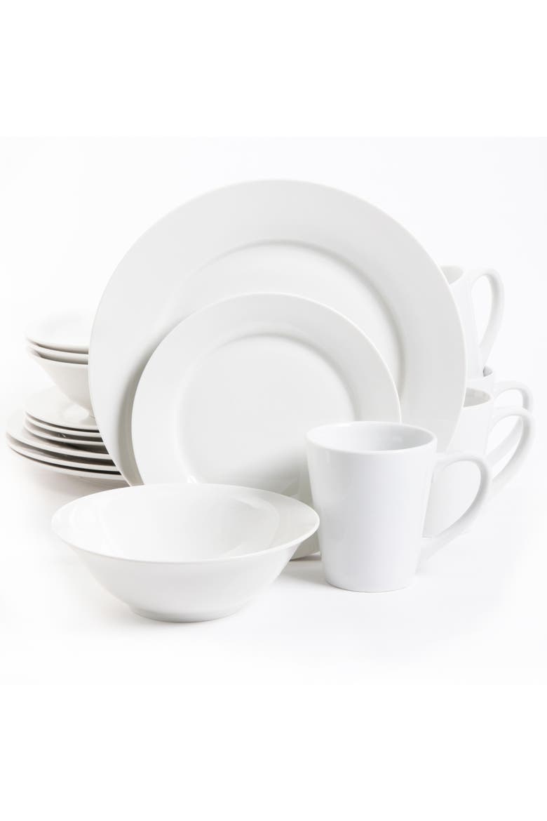 Noble Court 16 pc Dinnerware Set - White - Fine Ceramic, Main, color, White