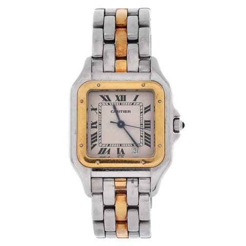 Vintage Panthere De Cartier Quartz Watch Stainless Steel And Yellow Gold 27