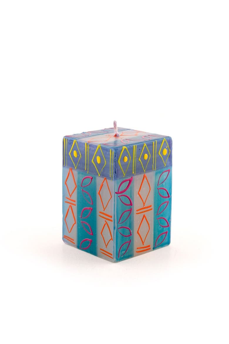 Blue Moon Painted Cube Candle, Main, color, Blue - 2x2x3"