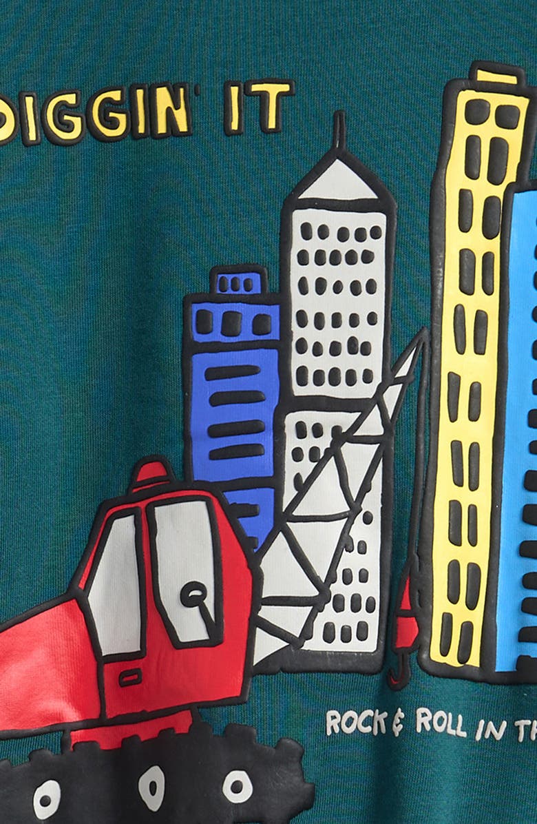 NEXT Kids' Construction Graphic Sweatshirt & Joggers Set, Alternate, color, Green Multi