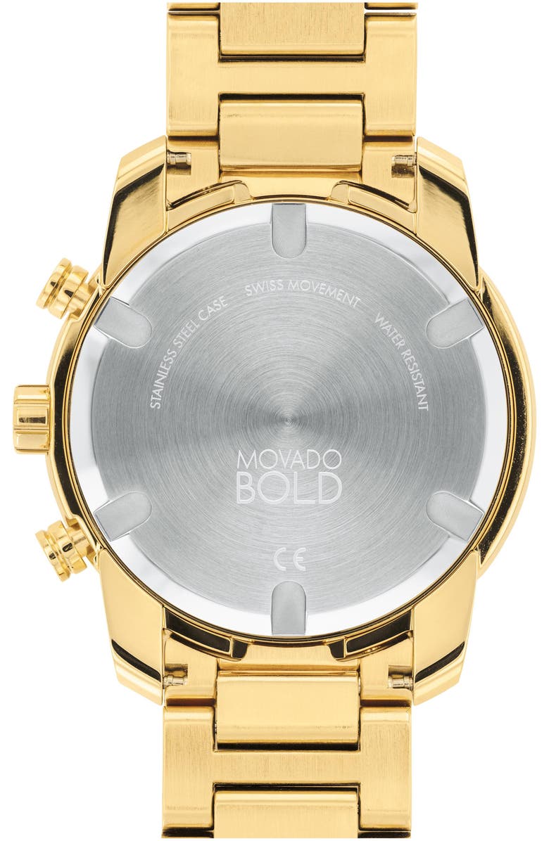 Movado Bold Verso Chronograph Bracelet Watch, 44mm, Alternate, color, Gold