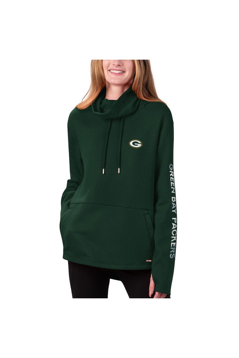 Women's MSX by Michael Strahan Green Green Bay Packers Amelia Turtleneck Tri-Blend Pullover Hoodie, Alternate, color, Green