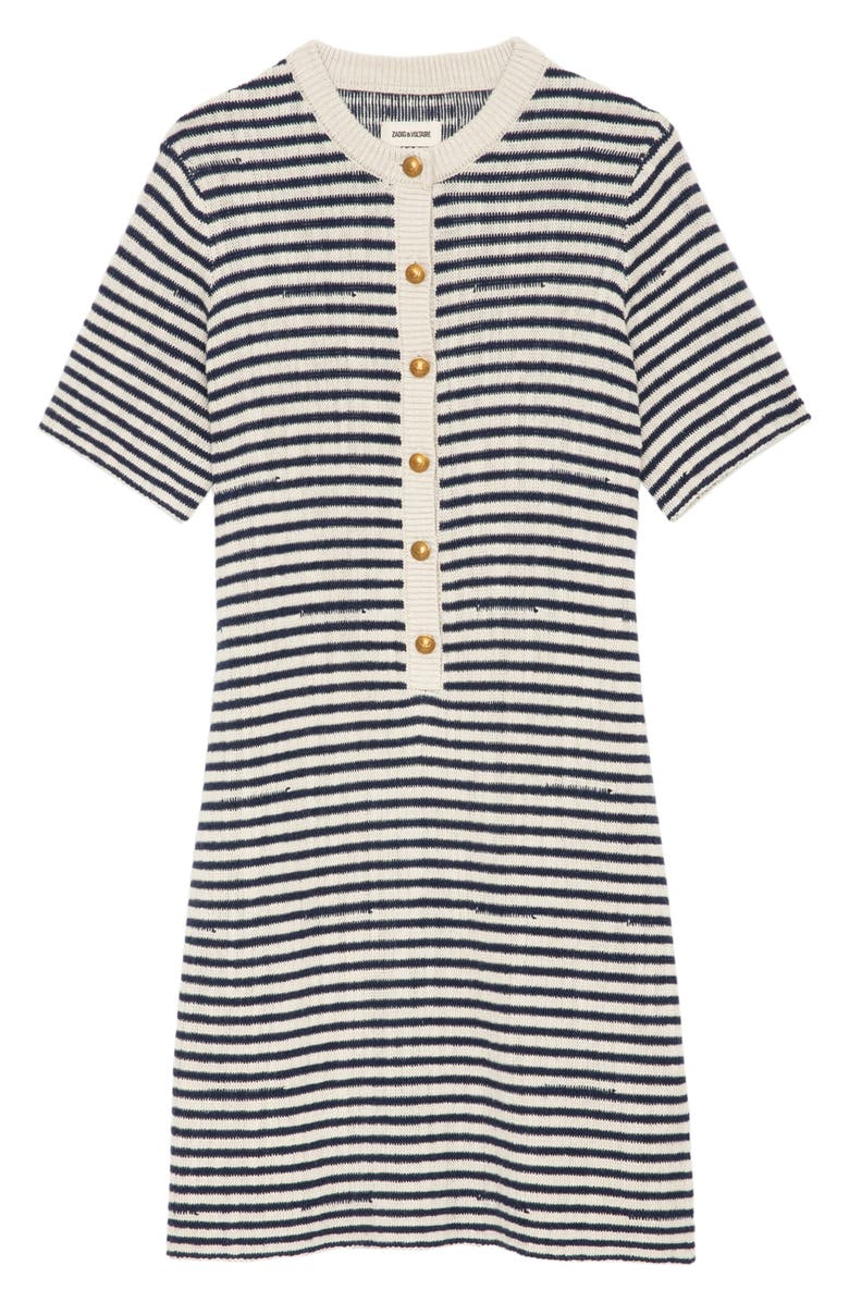 Zadig & Voltaire Stripe Cotton & Linen Blend Dress, Alternate, color, 