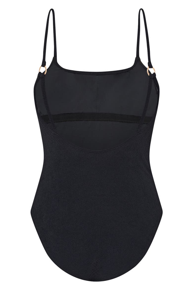 Grace Solid Textured One-Piece Swimsuit, Alternate, color, BLACK