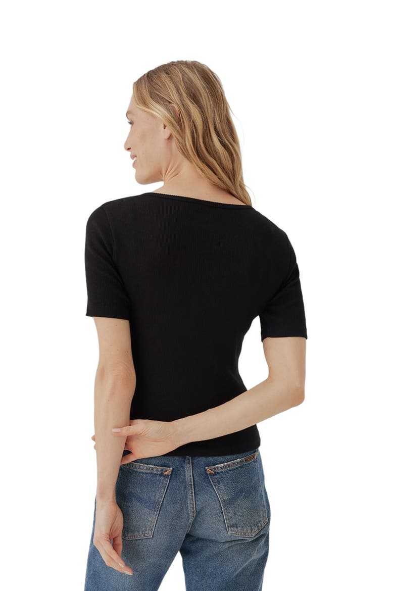 Organic Cotton Favorite Rib Henley Top, Alternate, color, Black