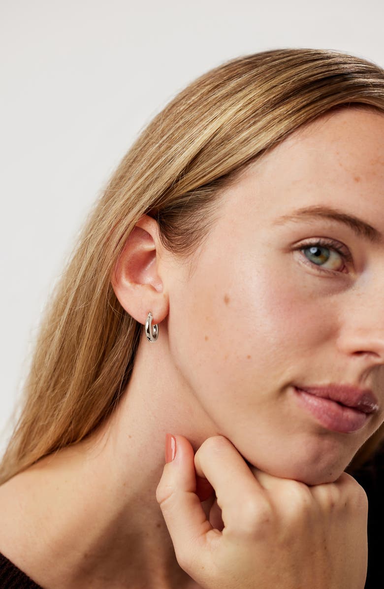 Ana Luisa Classic Hoop Earrings - Mini, Alternate, color, White Gold