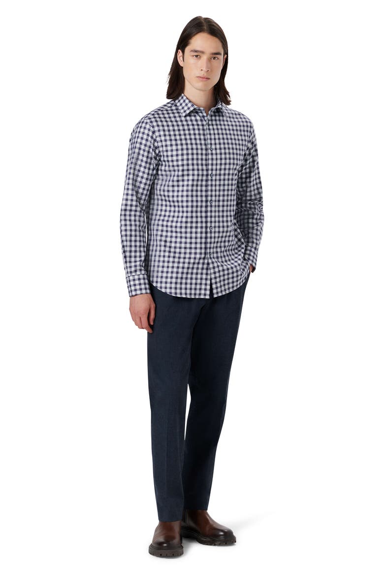 Bugatchi Shaped Fit Gingham Button-Up Shirt, Alternate, color,