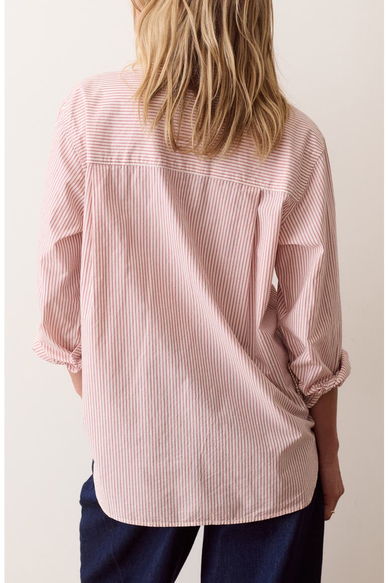 Jane Relaxed Pinstripe Pima Cotton Shirt, Alternate, color, CRIMSON PINSTRIPE
