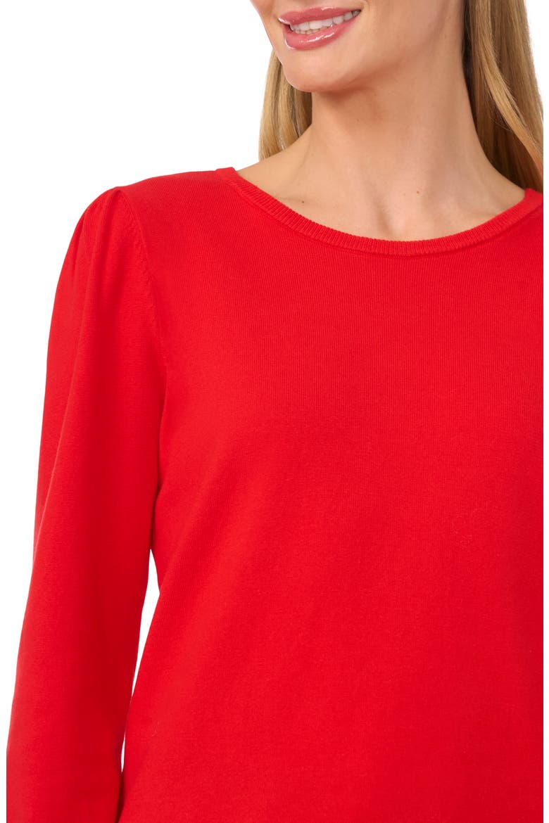 Puff Shoulder Sweater, Alternate, color, BRIGHT CHERRY