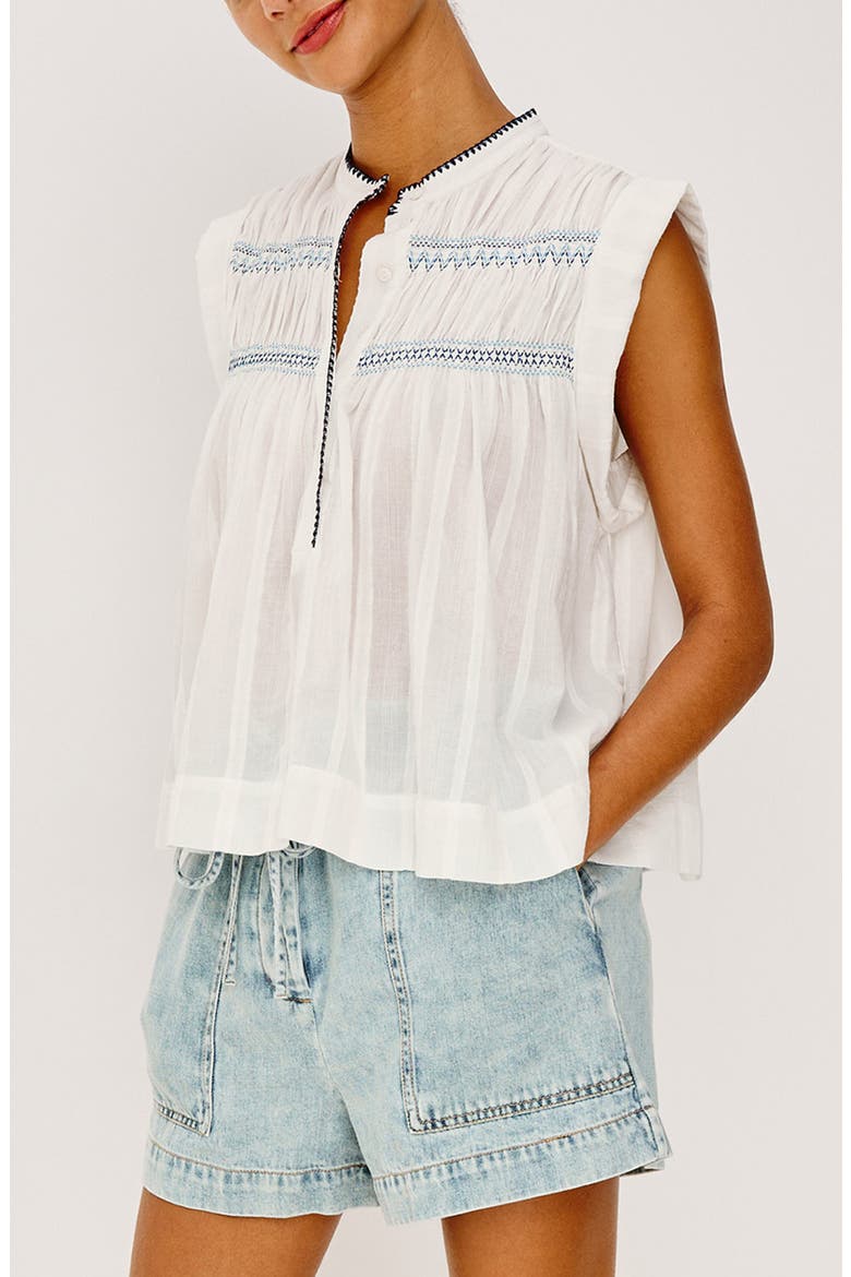 Willow Embroidered Detail Cotton Top, Alternate, color, WHITE