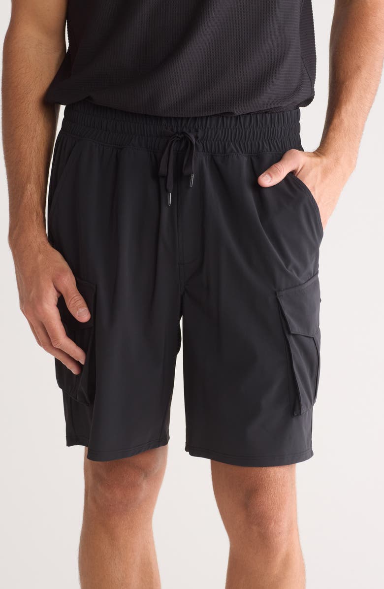 90 DEGREE BY REFLEX Warp Horizon 9-Inch Cargo Shorts, Main, color, Black