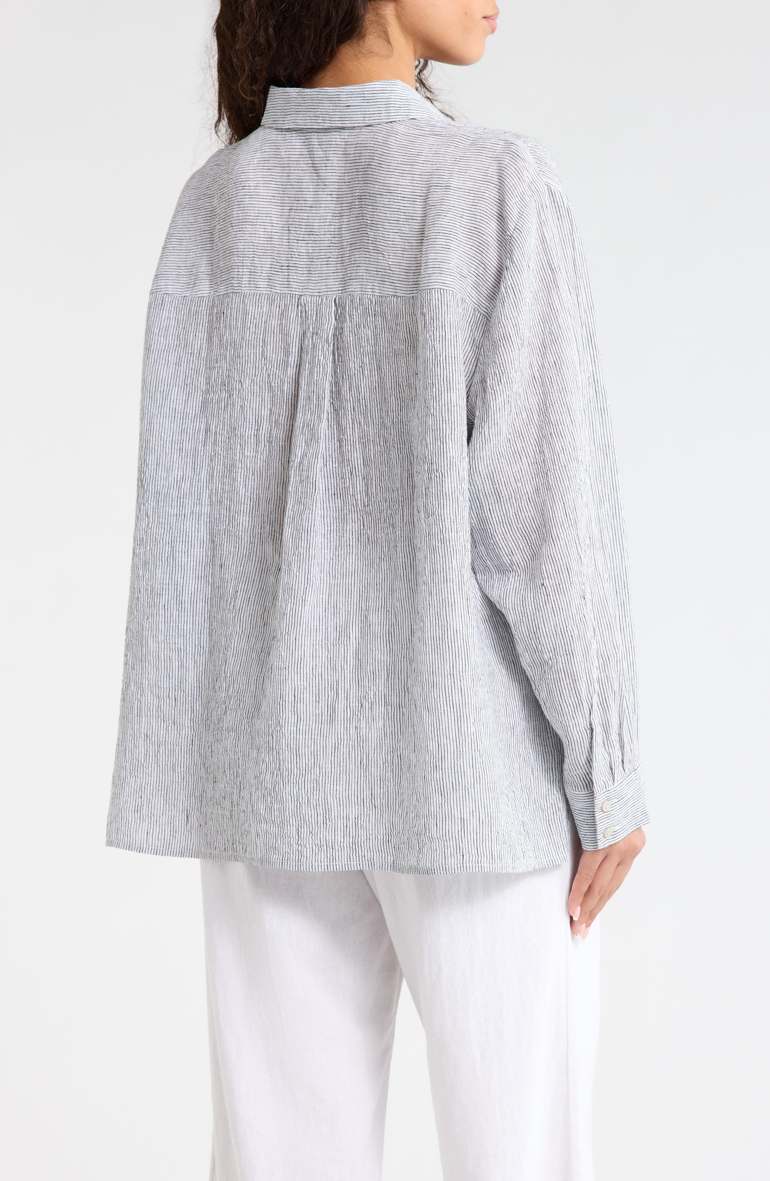 Classic Stripe Linen Button-Up Shirt - image 2