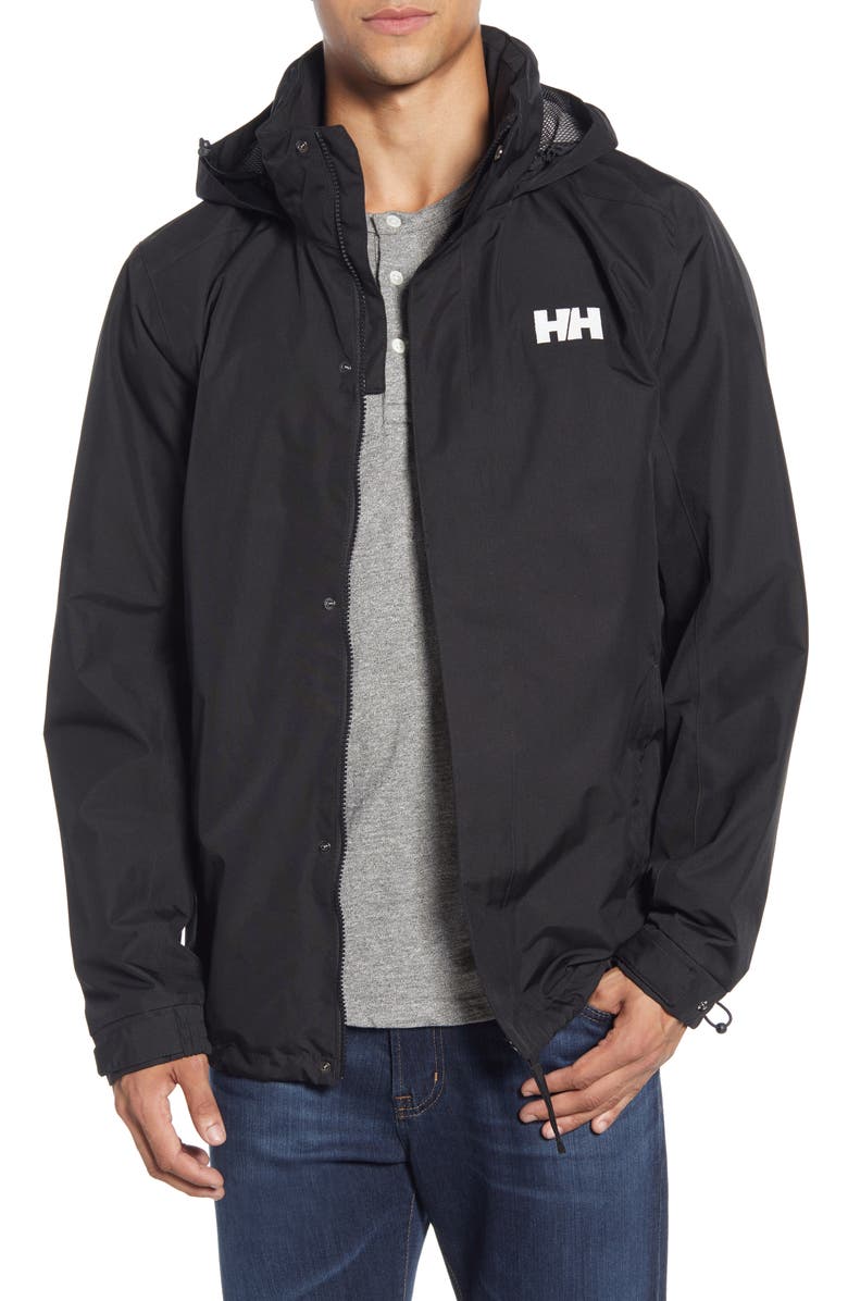 Helly Hansen Dubliner Water & Wind Proof Hooded Jacket, Main, color, 990 Black