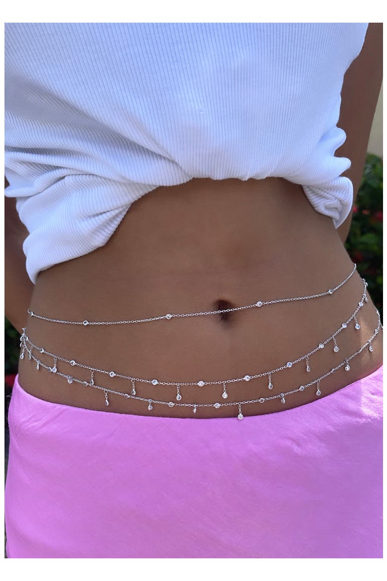 Cubic Zirconia Body Chain, Alternate, color, SILVER